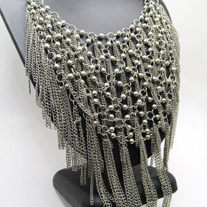 Chainmail Necklace Silver Bib Gypsy Statement